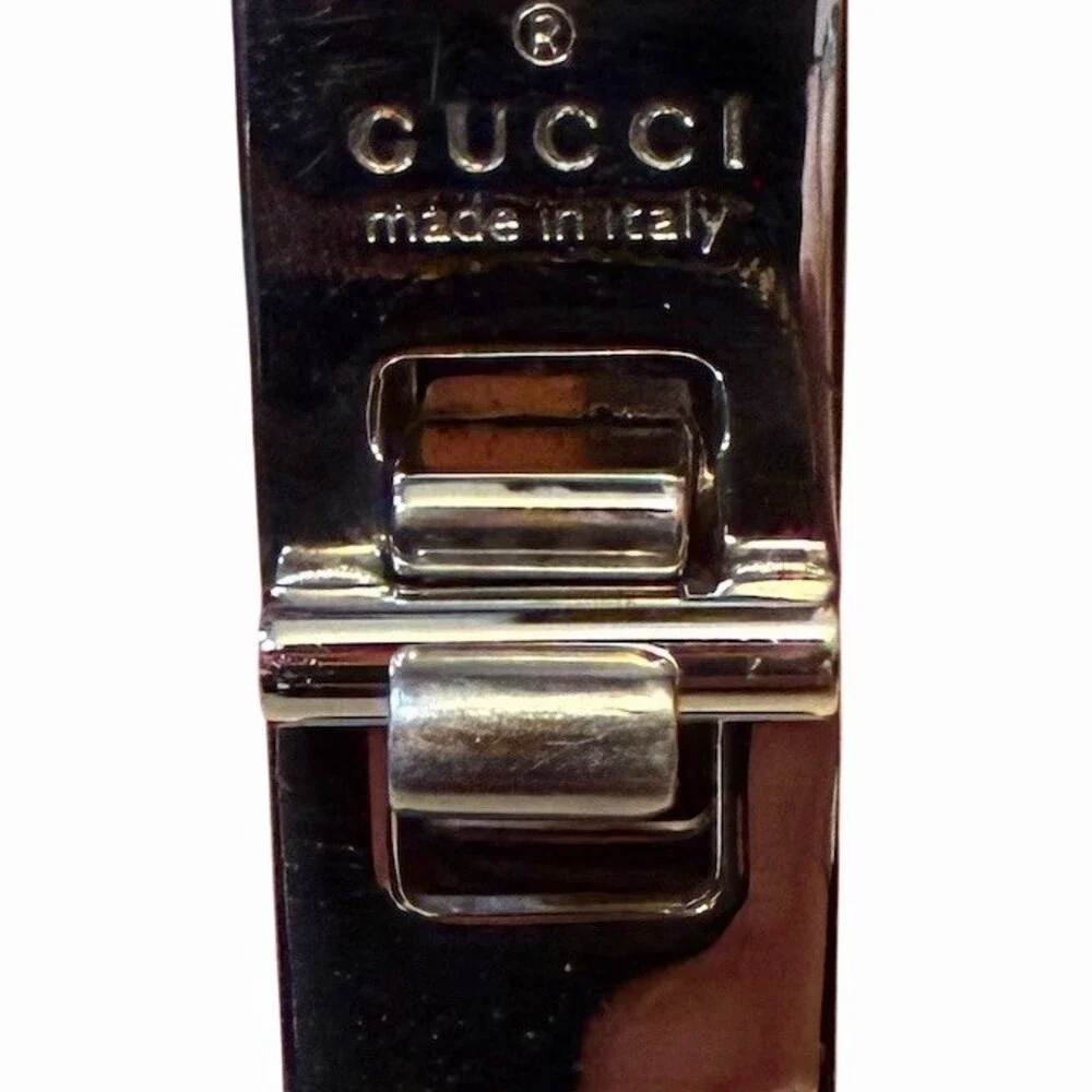 Gucci Vintage Red With Silver Buckle clasp With Card Slots And Bill Compartment